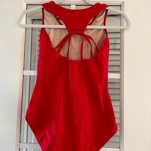 Red Fun Strap Ballet Leotard